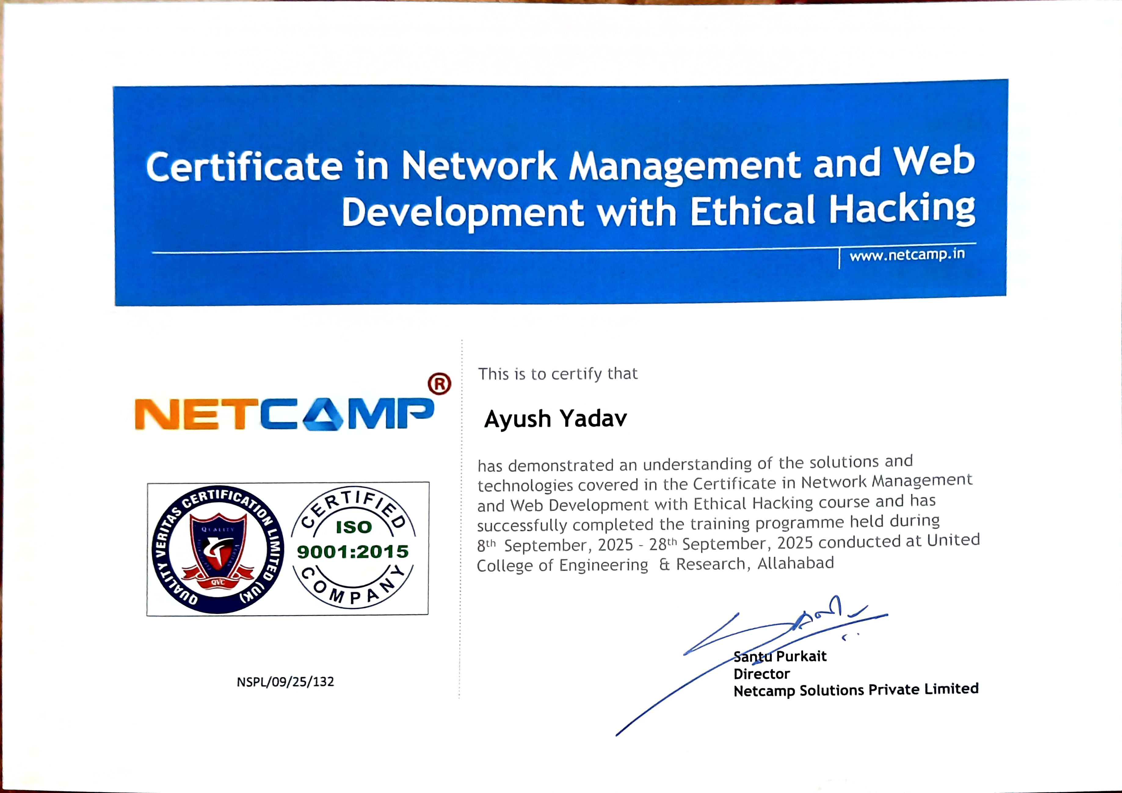 Netcamp Certificate 2