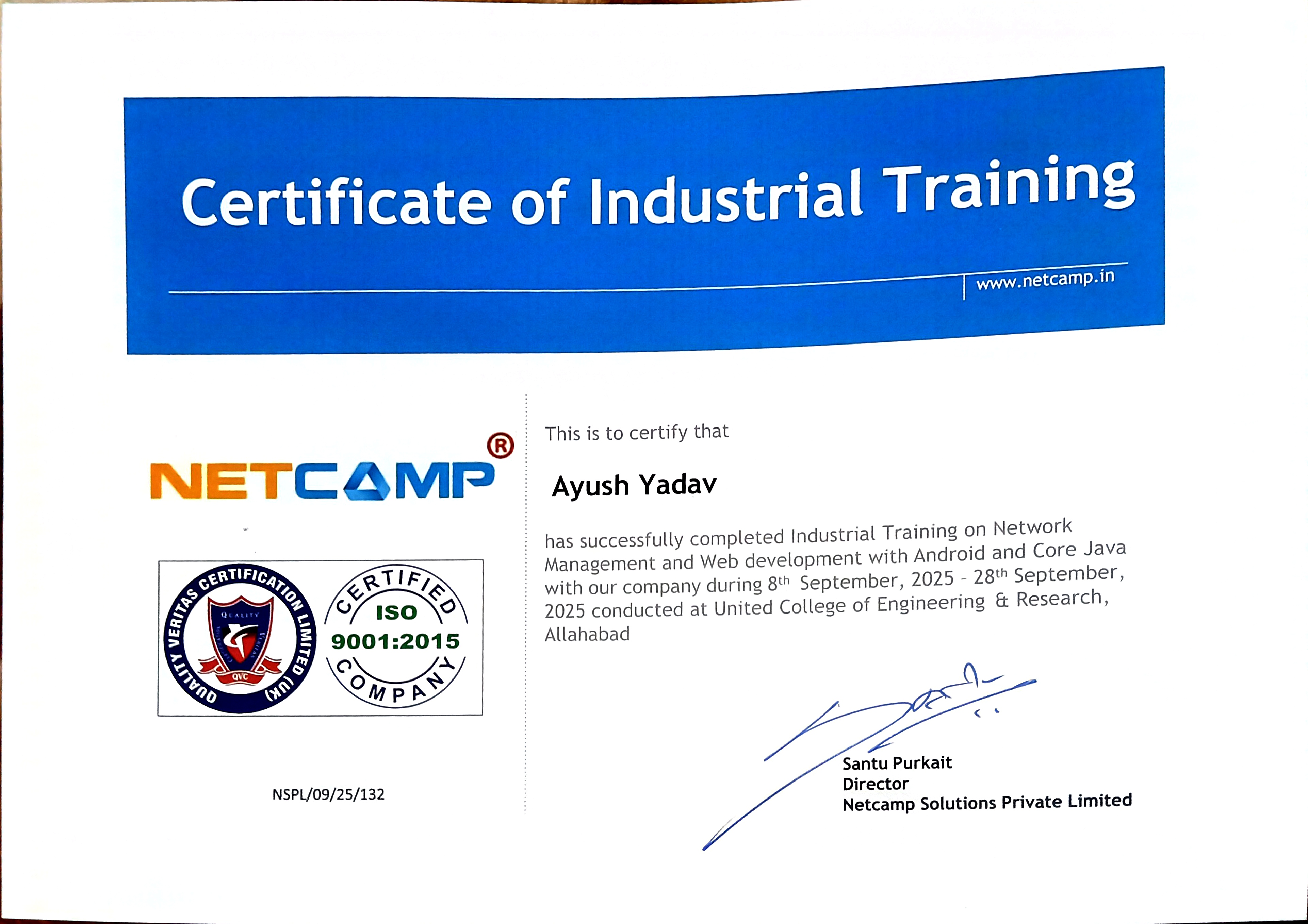 Netcamp Certificate 3