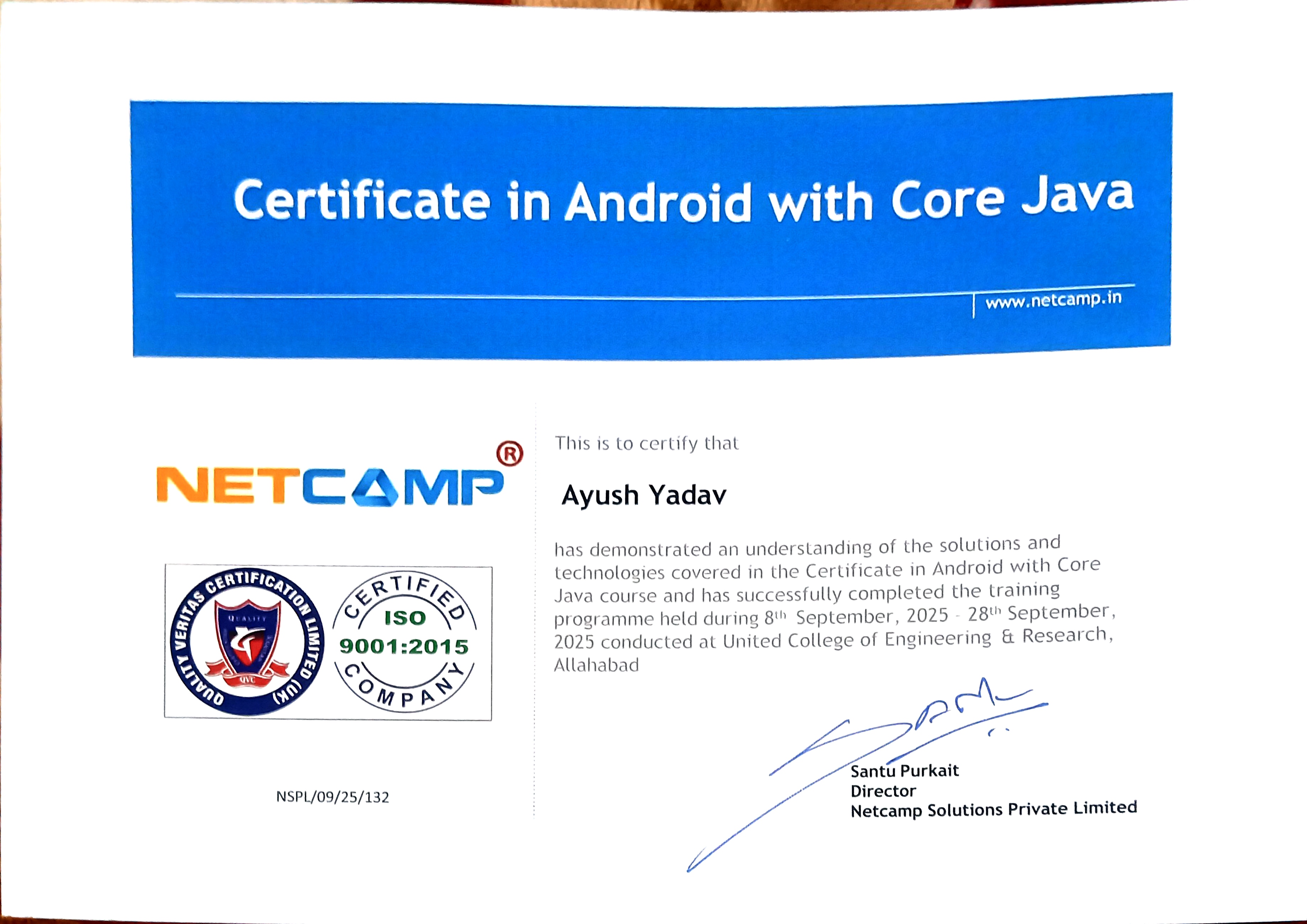 Netcamp Certificate 4