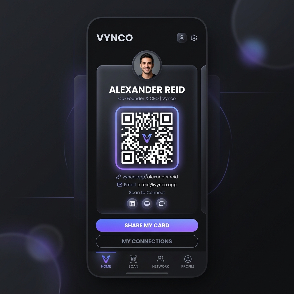 Vynco Web Middleware – QR-based digital business card platform preview